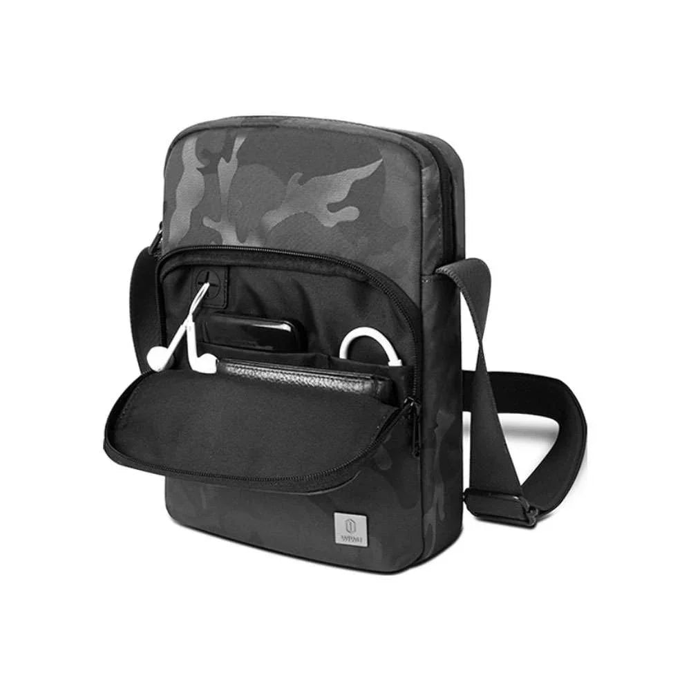 Wiwu Camou Crossbody Backpack With Charging Port - Black - Tashqila Wiwu Camou Crossbody Backpack With Charging Port - Black - Tashqila